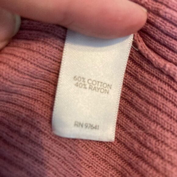 J. Jill Ribbed Dusty Rose Open-Front Cardigan w/ pockets lightweight ribbed - Picture 6 of 7